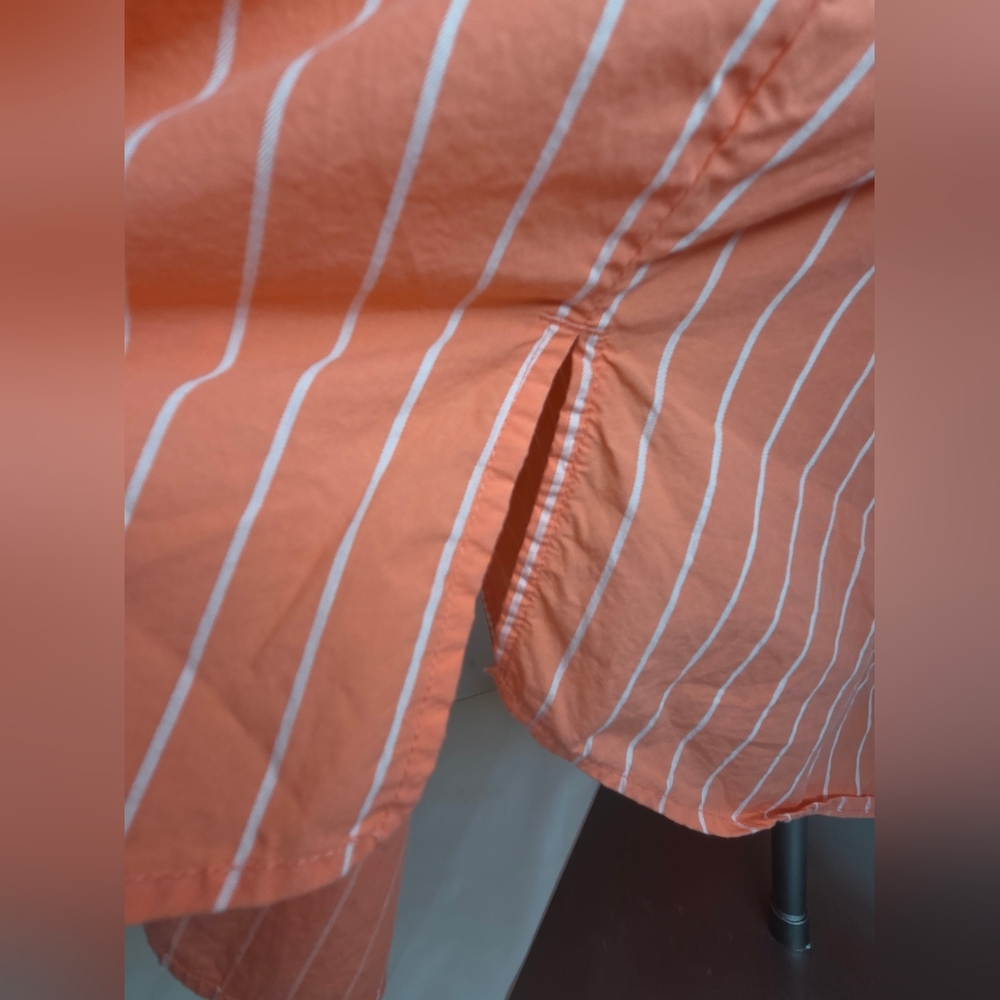 A New Day Size XXL Vibrant Coral Oversized Shirt with Subtle Stripes Button-up - Picture 7 of 11